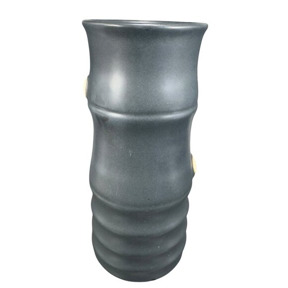 Vintage Hand Made Pottery Vase Vessel Black Glazed With Texture Knobs Signed CCI - Picture 3 of 15